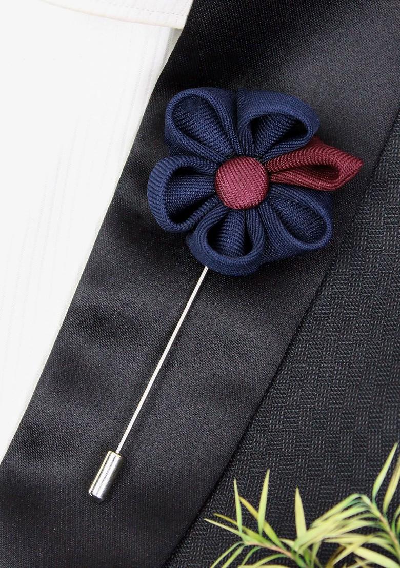 Unisex Blue Maroon Dual Shaded Beauty Lapel Pin