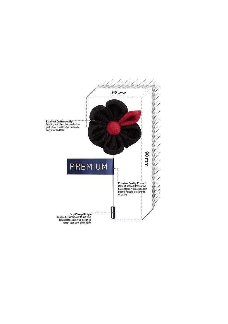 Unisex Black Red Dual Shaded Beauty Lapel Pin - Indya