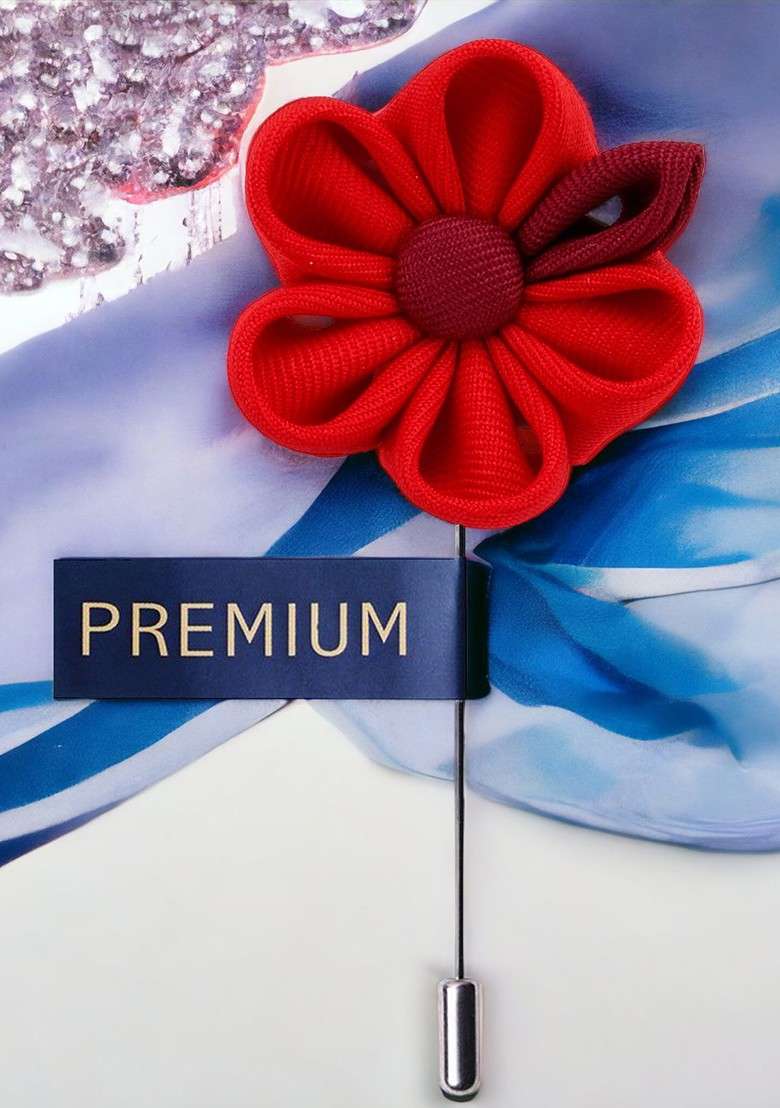 Unisex Red Maroon Dual Shaded Beauty Lapel Pin - Indya