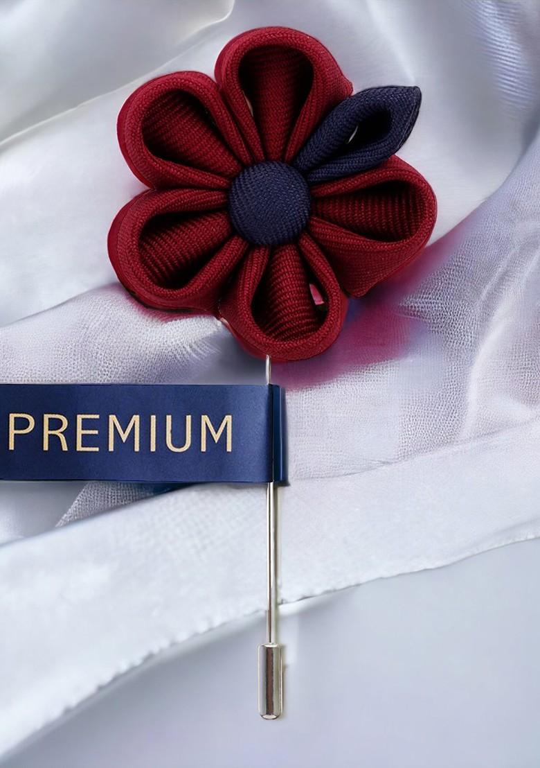 Unisex Maroon Navy Blue Dual Shaded Beauty Lapel Pin