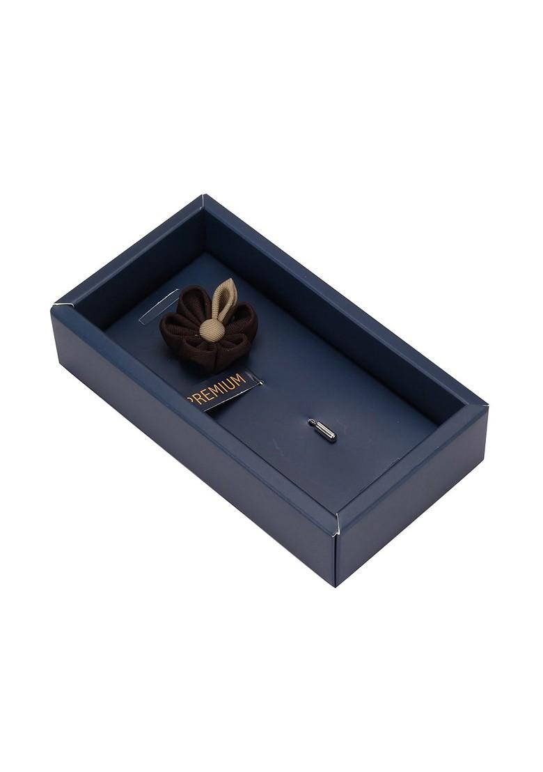 Unisex Brown Gold Toned Dual Shaded Beauty Lapel Pin