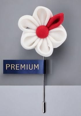 Unisex White Red Dual Shaded Beauty Lapel Pin