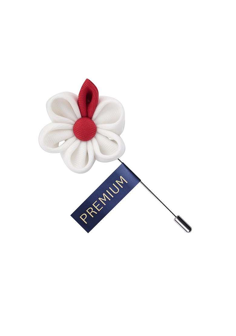 Unisex White Red Dual Shaded Beauty Lapel Pin - Indya