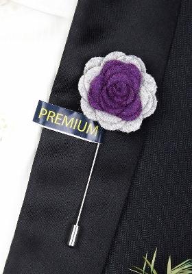 Unisex Purple Grey Graceful Bloom Lapel Pin