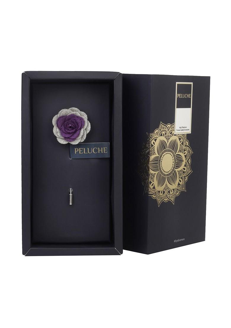 Unisex Purple Grey Graceful Bloom Lapel Pin
