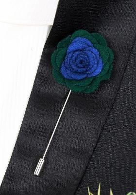 Unisex Blue Green Graceful Bloom Lapel Pin