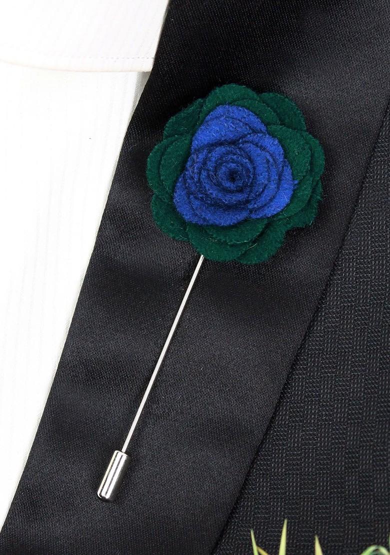 Unisex Blue Green Graceful Bloom Lapel Pin