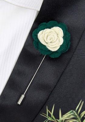 Unisex Cream Coloured Green Graceful Bloom Lapel Pin