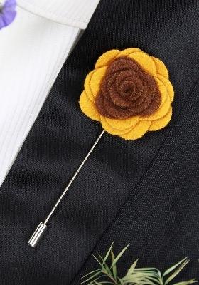 Unisex Brown Yellow Graceful Bloom Lapel Pin