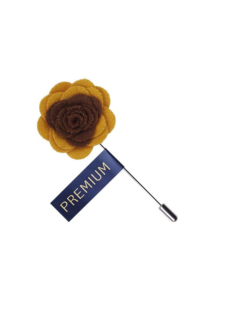 Unisex Brown Yellow Graceful Bloom Lapel Pin