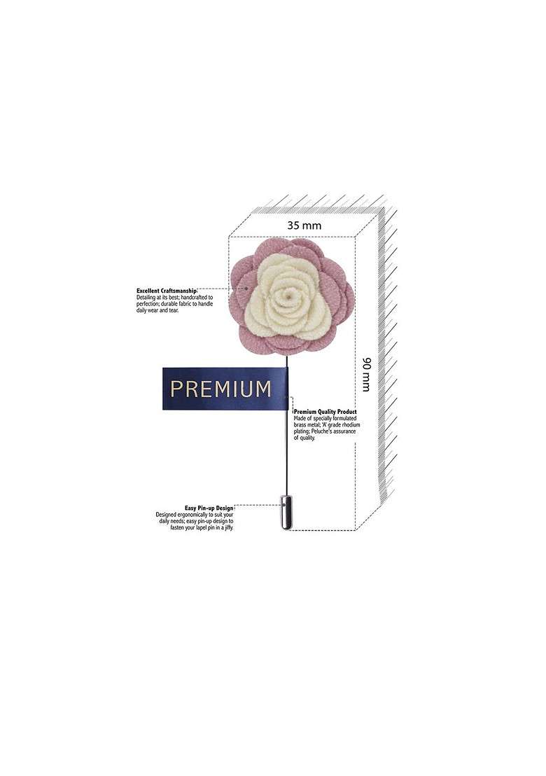 Unisex Pink Cream Coloured Graceful Bloom Lapel Pin - Indya