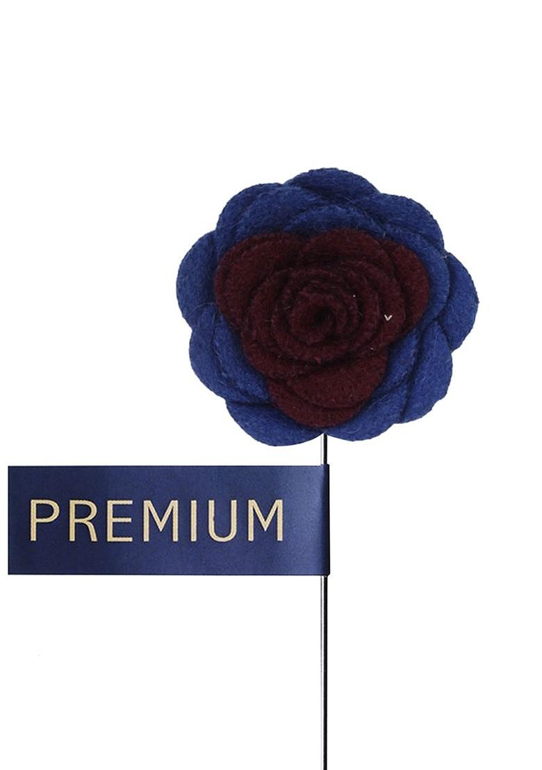 Unisex Maroon Blue Graceful Bloom Lapel Pin