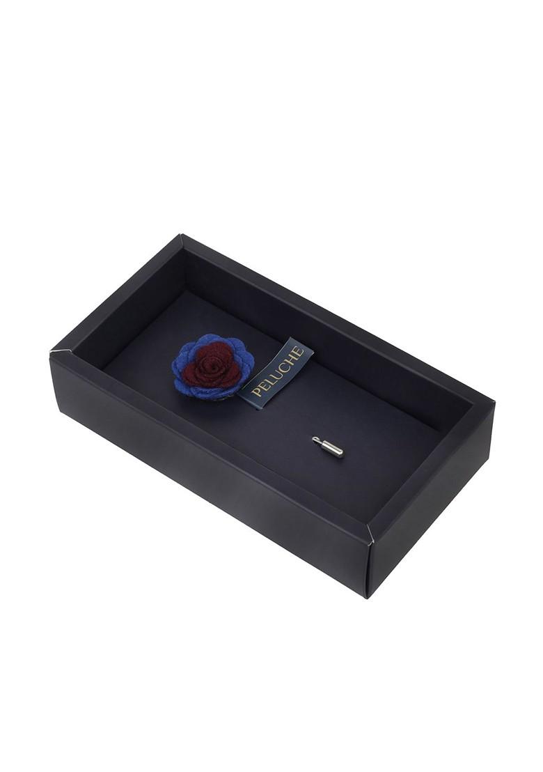 Unisex Maroon Blue Graceful Bloom Lapel Pin
