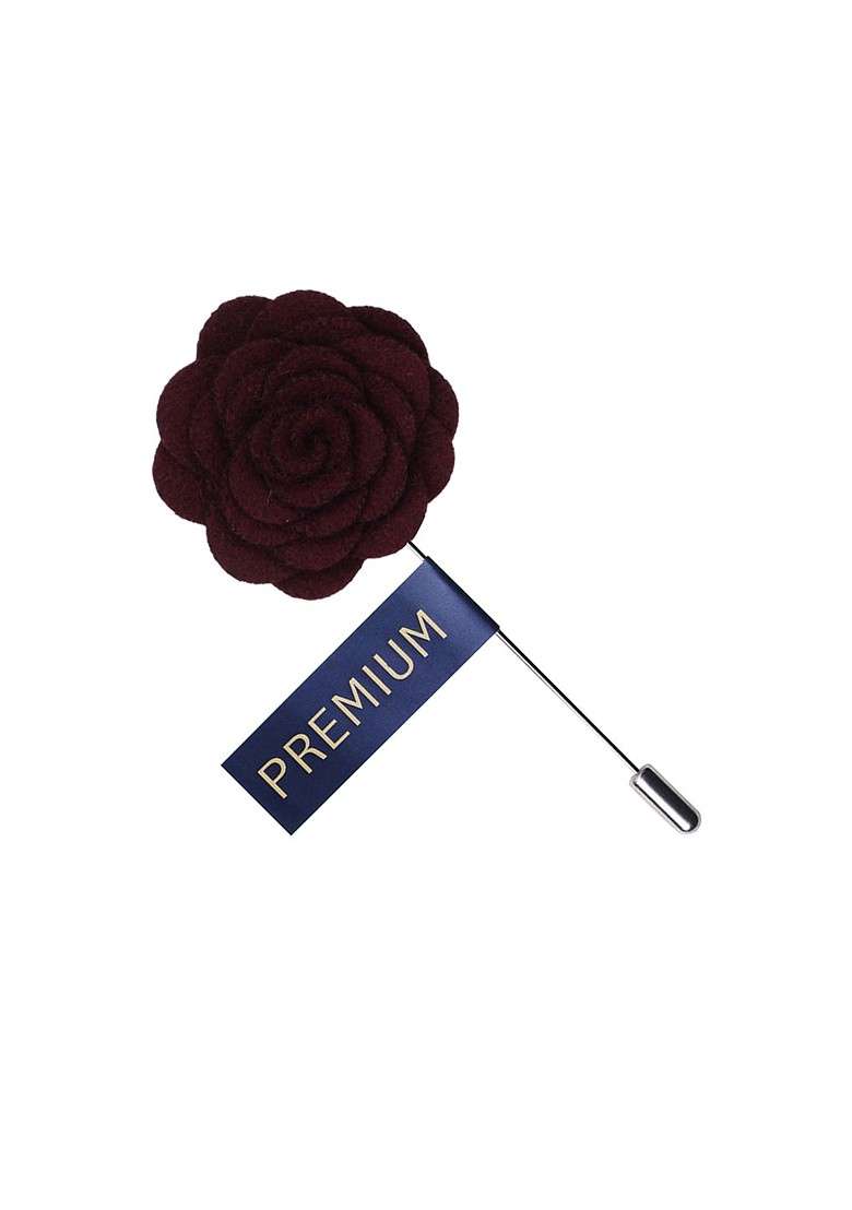 Unisex Maroon Blooming Charm Lapel Pin - Indya