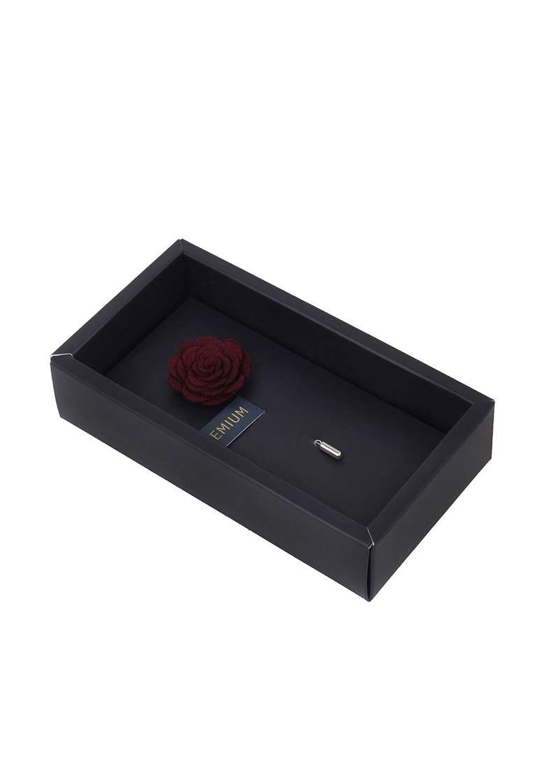 Unisex Maroon Blooming Charm Lapel Pin - Indya