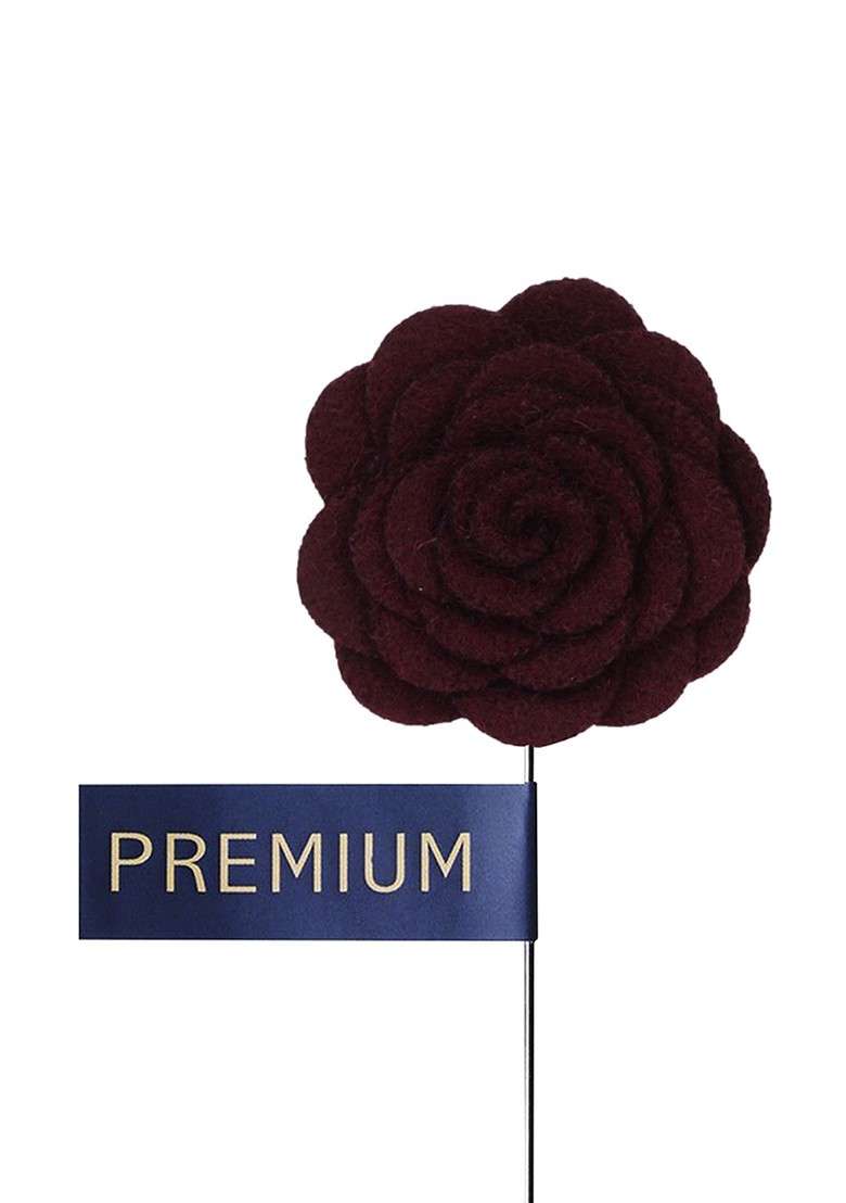Unisex Maroon Blooming Charm Lapel Pin - Indya