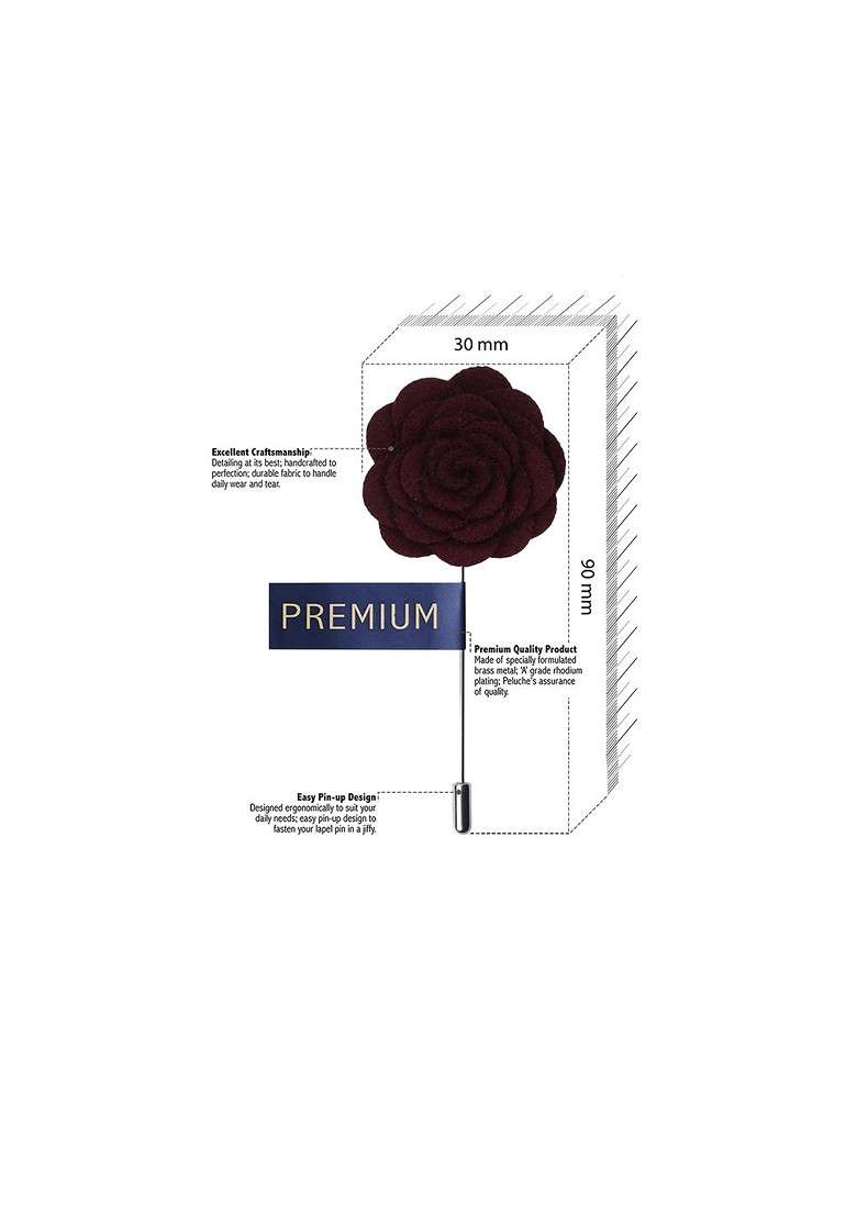 Unisex Maroon Blooming Charm Lapel Pin - Indya
