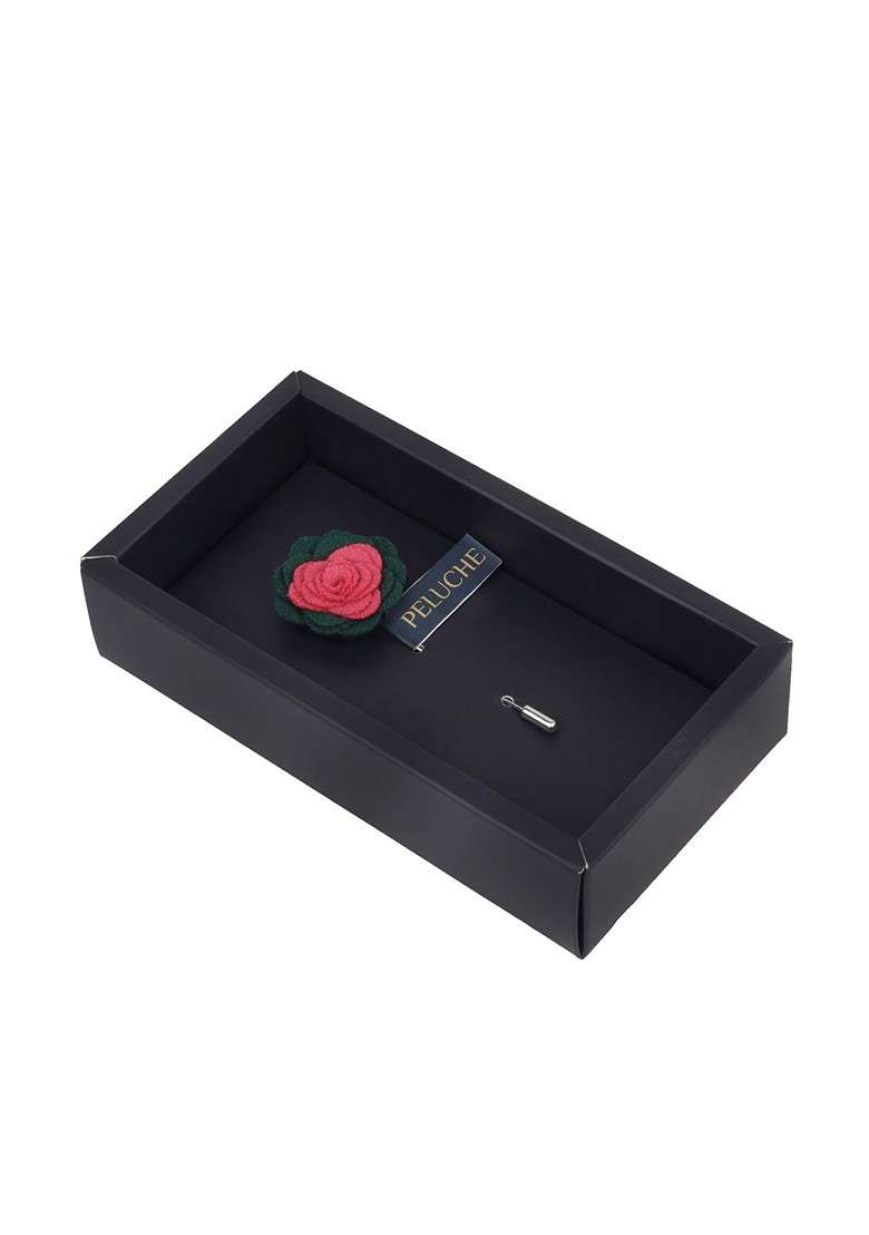 Unisex Pink Green Graceful Bloom Lapel Pin - Indya