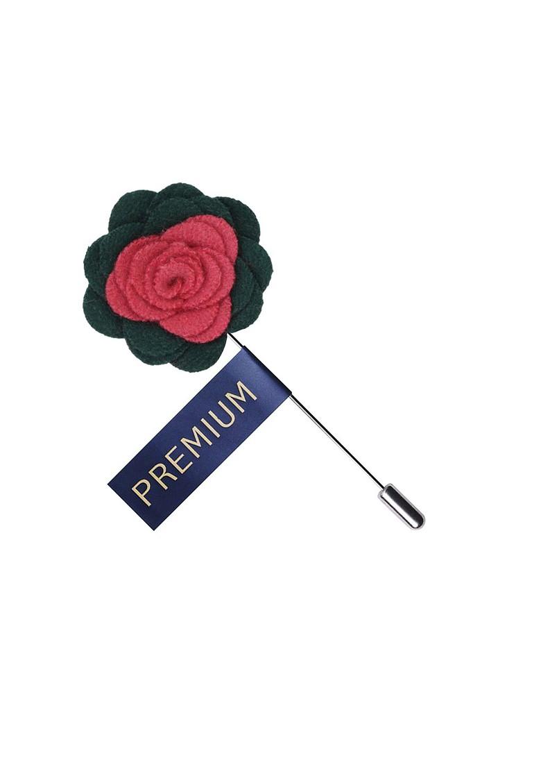 Unisex Pink Green Graceful Bloom Lapel Pin