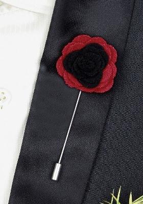 Unisex Black Red Graceful Bloom Lapel Pin
