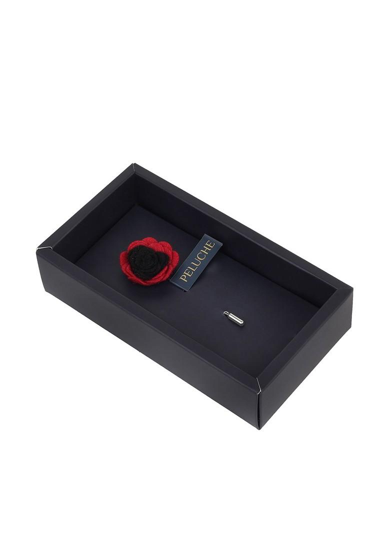 Unisex Black Red Graceful Bloom Lapel Pin