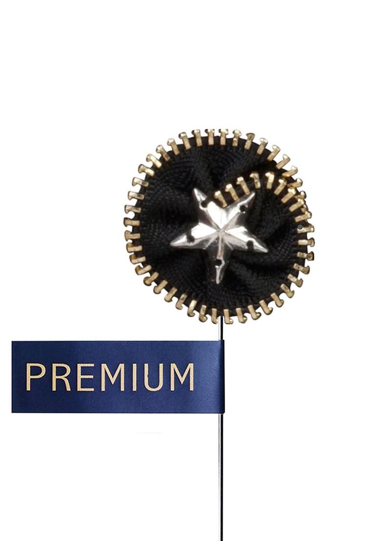 Unisex Black Silver Toned Shining Star Lapel Pin