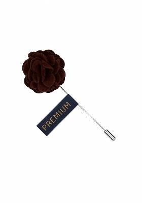 Unisex Brown Silver Toned Graceful Bloom Lapel Pin