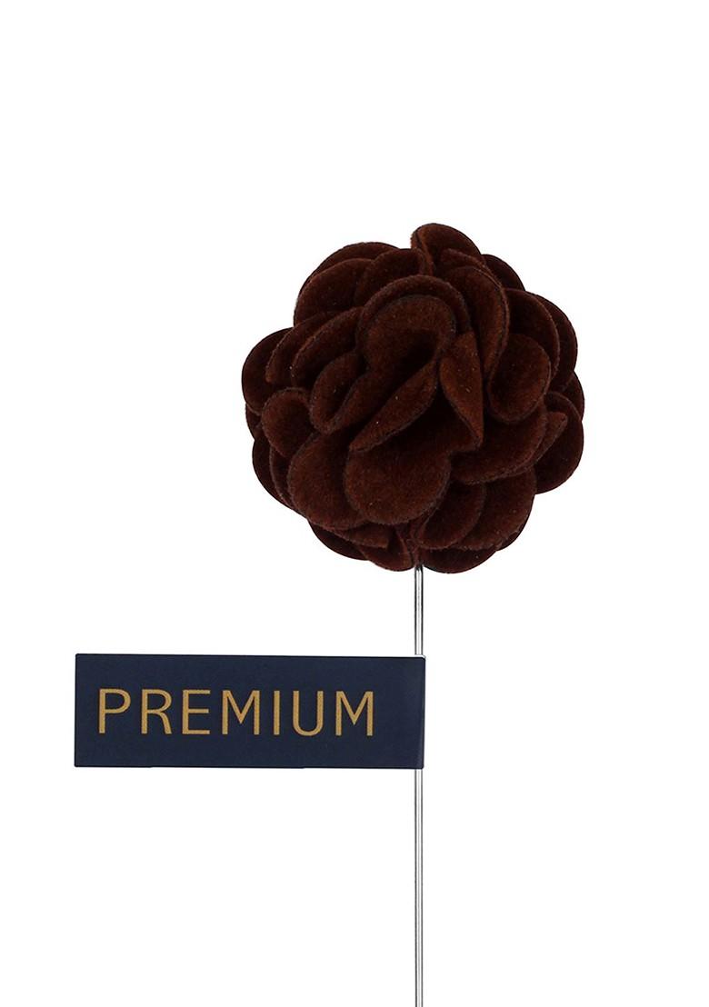 Unisex Brown Silver Toned Graceful Bloom Lapel Pin