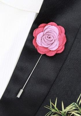 Unisex Pink Silver Toned Graceful Bloom Lapel Pin