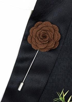 Unisex Brown Silver Toned Blooming Charm Lapel Pin