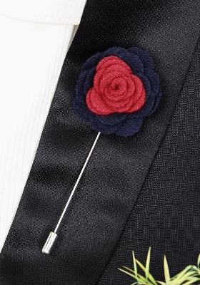 Unisex Red Navy Blue Graceful Bloom Lapel Pin