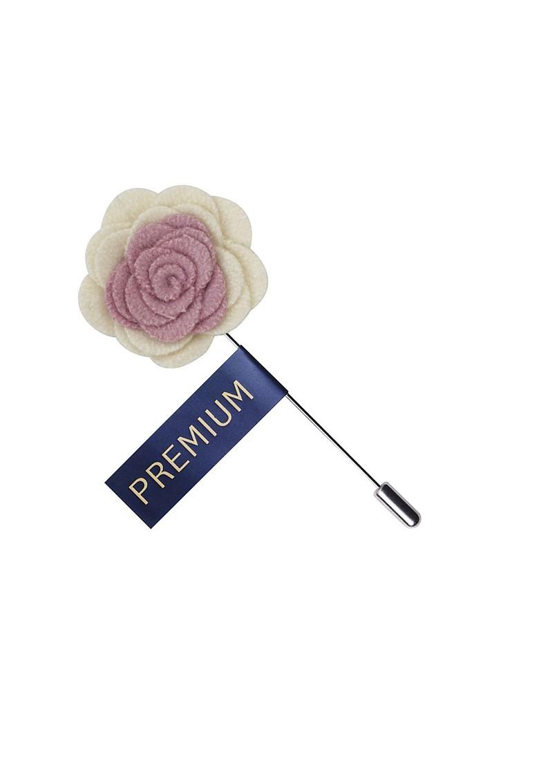 Unisex Pink Cream Coloured Graceful Bloom Lapel Pin