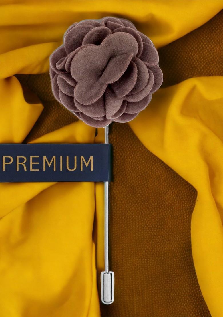 Unisex Taupe Silver Toned Wonderful Tulip Lapel Pin