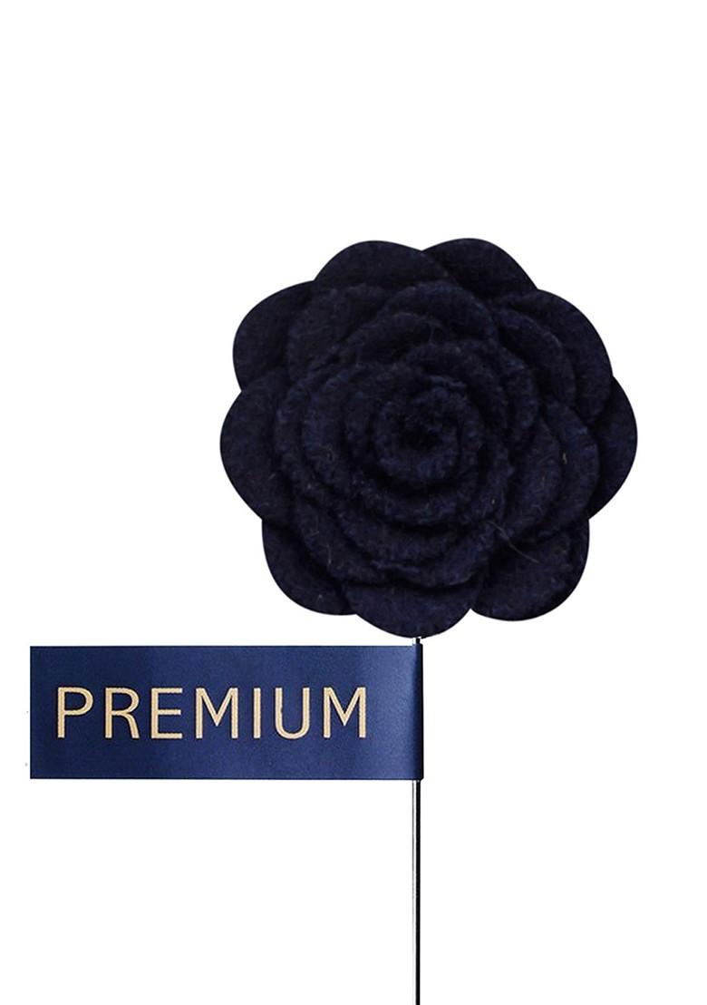 Unisex Navy Blue Silver Toned Blooming Charm Lapel Pin