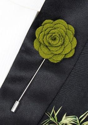 Unisex Green Silver Toned Blooming Charm Lapel Pin
