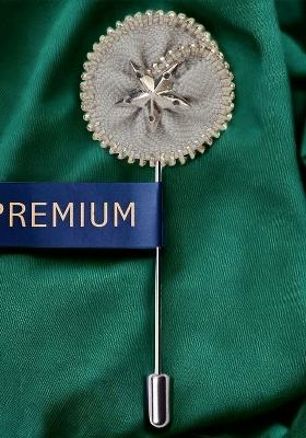 Unisex Grey Silver Toned Shining Star Lapel Pin