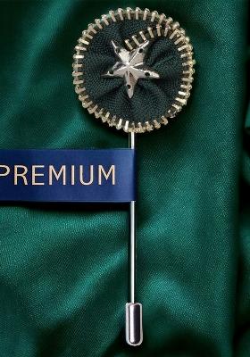 Unisex Green Silver Toned Shining Star Lapel Pin