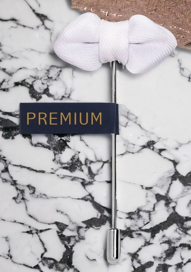 Unisex White Mini Bow Brooch Lapel Pin