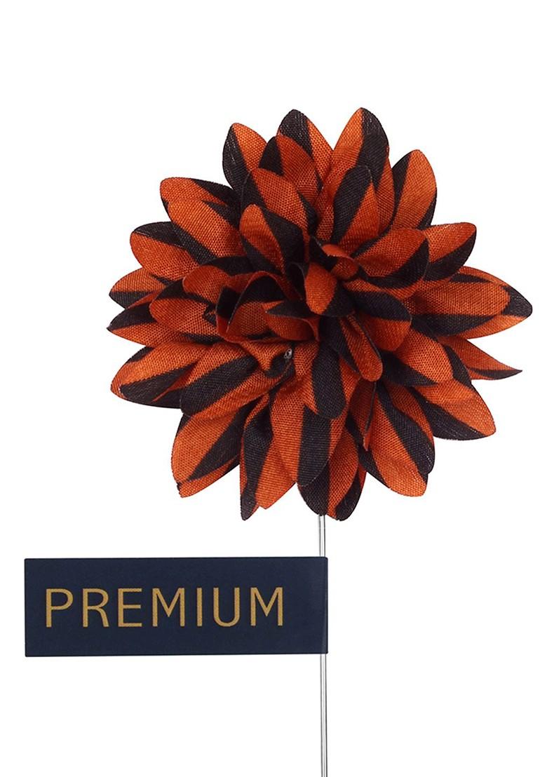 Unisex Brown Black Striped Petals Lapel Pin