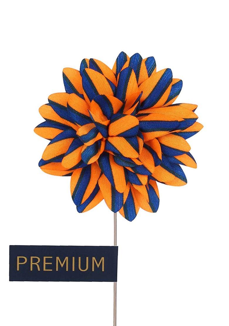Unisex Orange Blue Striped Petals Lapel Pin