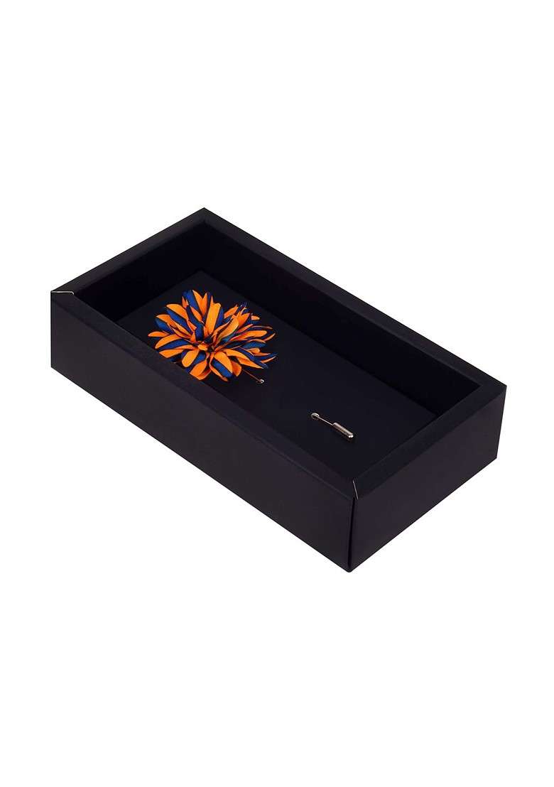 Unisex Orange Blue Striped Petals Lapel Pin - Indya