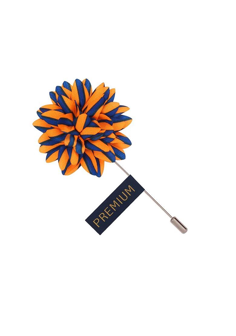 Unisex Orange Blue Striped Petals Lapel Pin