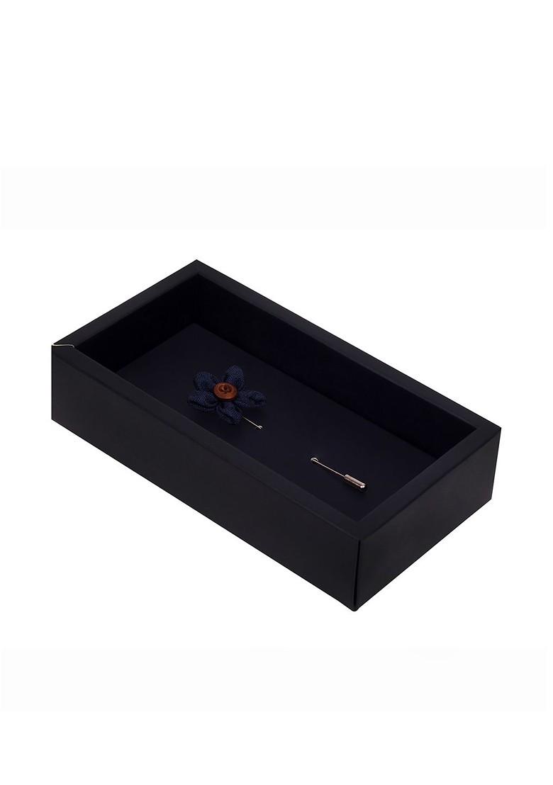 Unisex Blue Brown Button Flower Lapel Pin