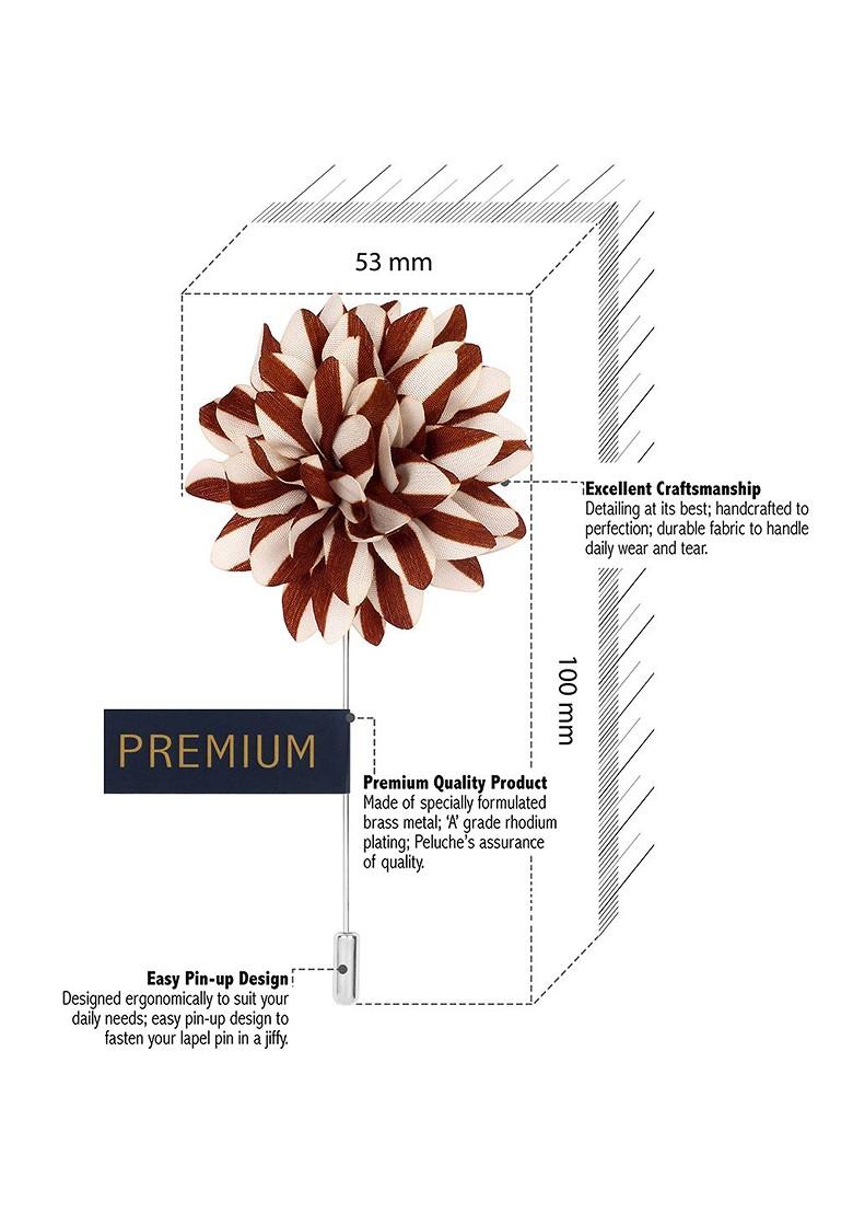 Unisex Navy Blue White Striped Petals Lapel Pin