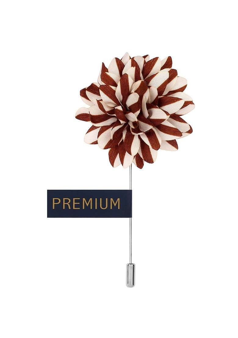 Unisex Navy Blue White Striped Petals Lapel Pin - Indya
