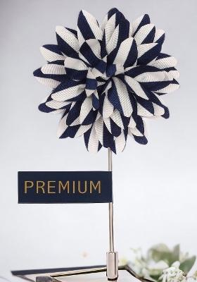 Unisex Brown White Striped Petals Lapel Pin