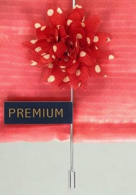 Unisex Red Beige Polka Petals Lapel Pin