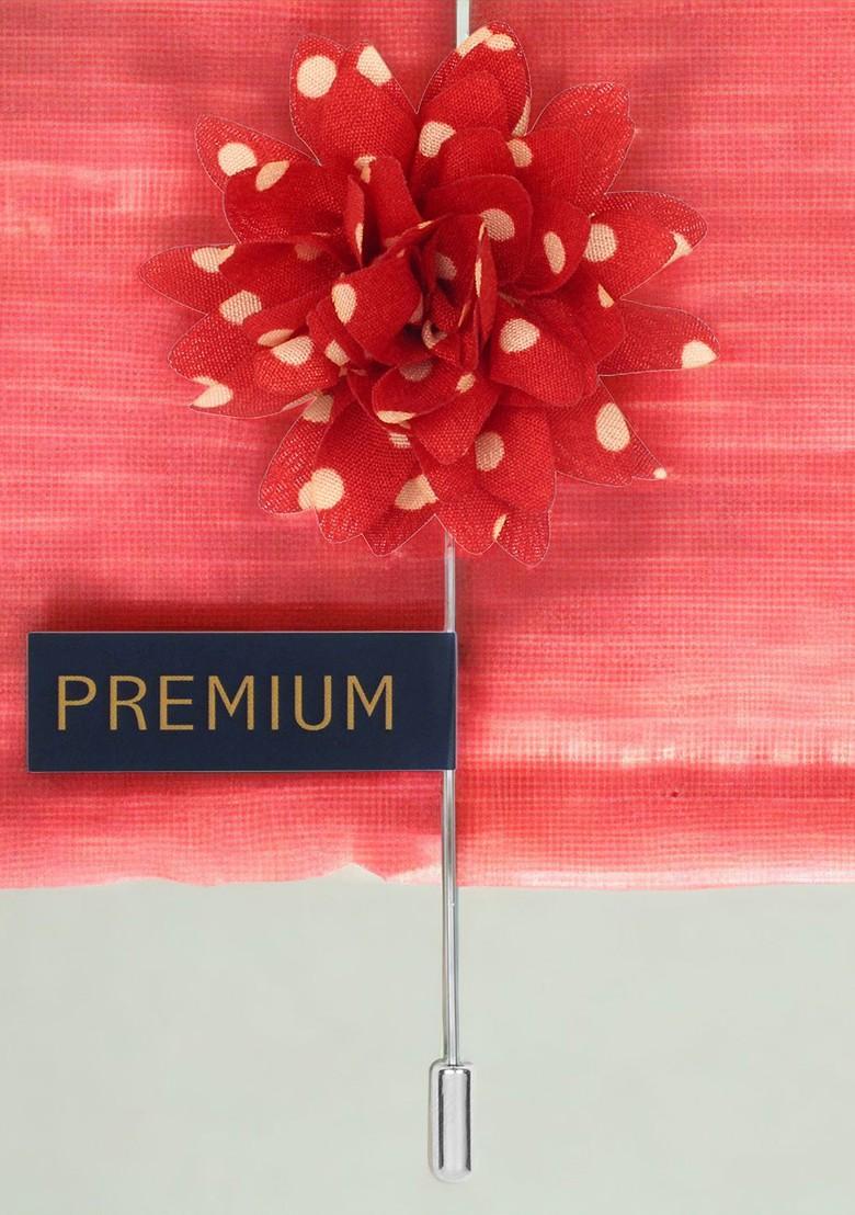 Unisex Red Beige Polka Petals Lapel Pin