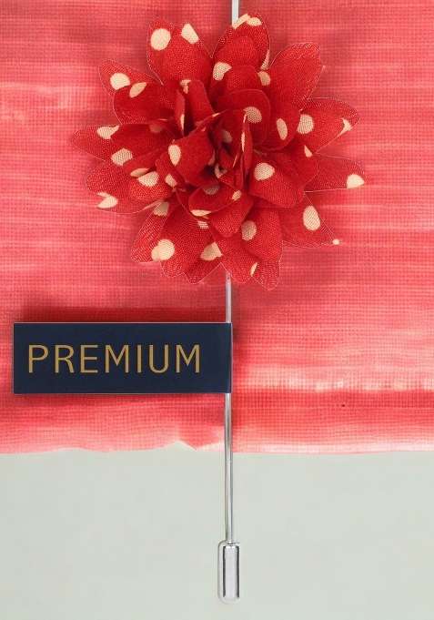 Unisex Red Beige Polka Petals Lapel Pin