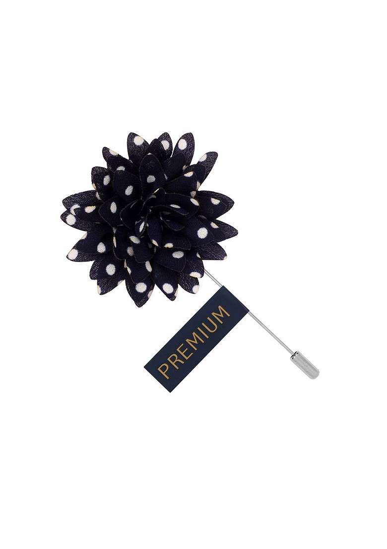 Unisex Blue White Polka Petals Lapel Pin - Indya